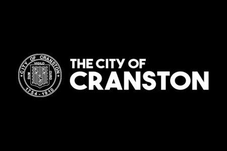 The city of Cranston white logo against a black background