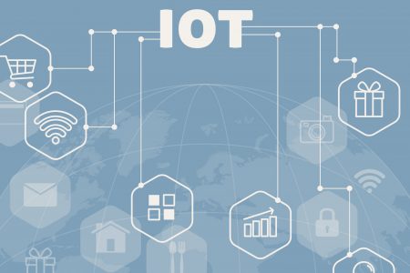 A graphical illustration showing connected devices that represent the concept of the internet of things, or iot